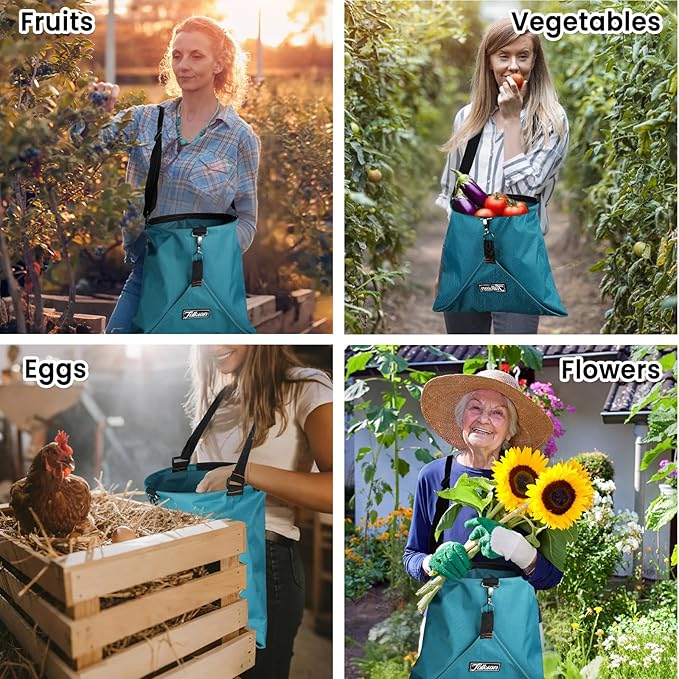 Large Fruit Picking Bag, Waterproof 600d Fruit Storage Harvest Garden Apron Pouch for Outdoor Orchard, Farm, Garden, Vegetable, Fruits