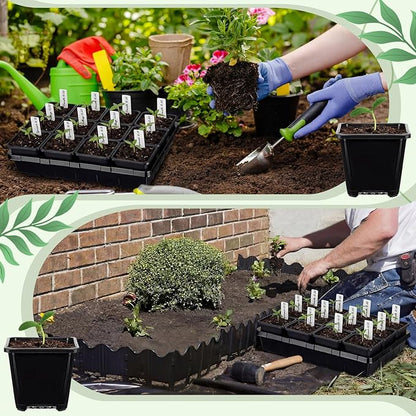 Nuenen Seed Starter Tray 6 Pcs, 3.5 Inch Square Nursery Pots 72 Pcs, Seed Starting Pot with Drainage, Seedling Trays, Microgreenings Plant Propagation Germination Tray, 6 Set