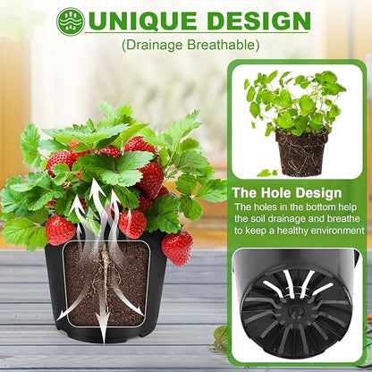 4pcs 10 Gallon Pots for Plants, 10 Gallon Plastic Nursery Pot with Drainage Holes, Planter Seedling Pots for Nursery Garden, Flowers, Succulent Outdoor Indoor (10 Gal- 4 Pack)