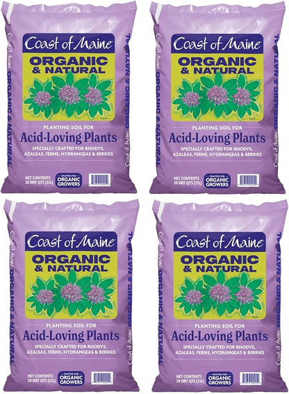 Coast of Maine Organic & Natural Planting Soil for Acid Loving Plants Azalea, Rhododendron & Berries - Premium Planting Soil w/Composted Manure, Sphagnum Peat Moss - Low pH, Enhanced Drainage (20 Qt)
