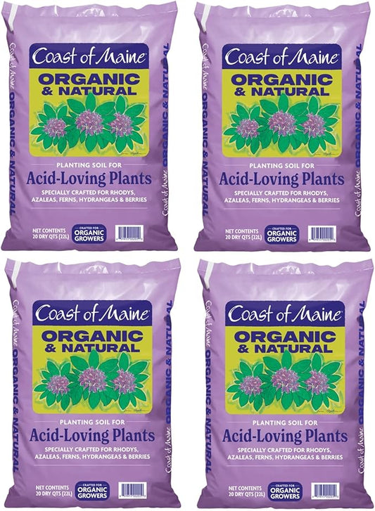 Coast of Maine Organic & Natural Planting Soil for Acid Loving Plants Azalea, Rhododendron & Berries - Premium Planting Soil w/Composted Manure, Sphagnum Peat Moss - Low pH, Enhanced Drainage (20 Qt)