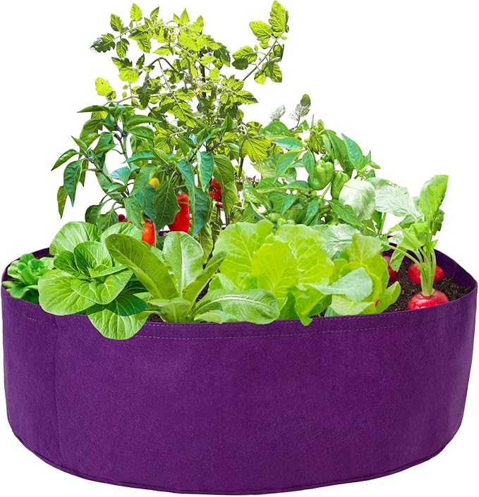 Round Raised Garden Bed, Plant Grow Bag Bed Felt Fabric Planting Planter Purple Planter, Veg Pot for Herb Flower Vegetable Plants XC771A61-9278-1752351061 15Gallon