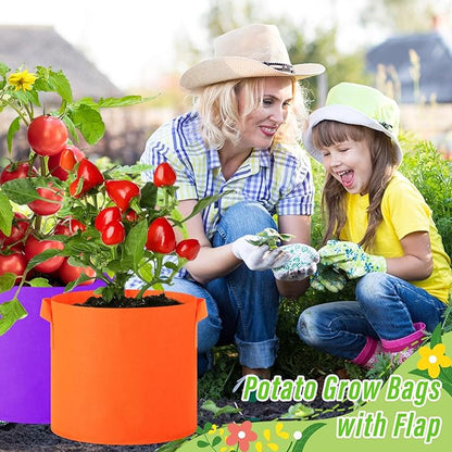 24 Pcs Multicolor Plant Grow Bags Large Grow Bags Fabric Planter Thickened Non Woven Fabric Pots with Handles for Indoor Outdoor Garden Planting Seeds Flower, 6 Colors (10 Gallon)