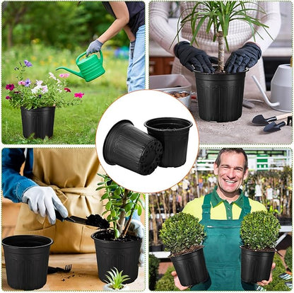 50 Pcs 2 Gallon Plant Nursery Pots Bulk Plastic Planter Flexible Flower Seedlings Pot with Drainage Hole Thickened Seed Starting Container for Flower Succulents Cuttings Transplanting