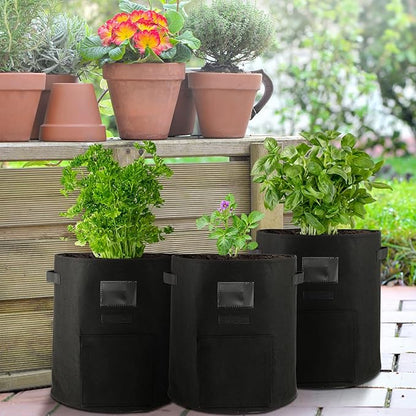 10 Pcs 15 Gallon Potato Grow Bags with Flap Grow Containers Bucket Nonwoven Fabric Garden Bags Potato Planter Pots with Handles Potato Growing Containers for Planting Potatoes Tomato Vegetables, Black