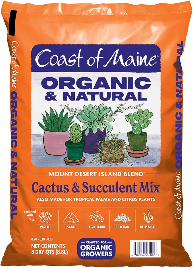 Coast of Maine Mount Desert Island Blend, 8qt (Pack of 8) Organic and Natural, Cactus and Succulent Mix - Tropical Palms and Citrus Plants