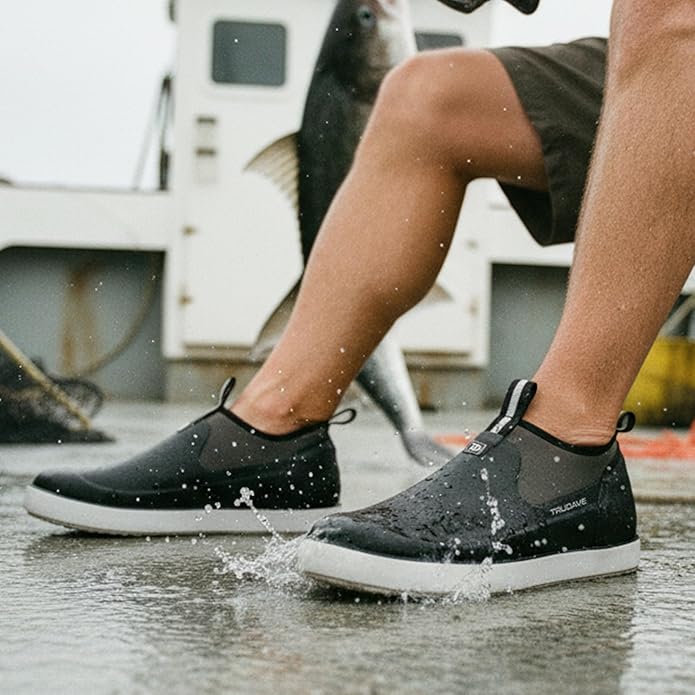 Trudave Deck Shoes for Men, Waterproof Fishing Shoe Anti-Slip Ankle Rain Shoe for Men, Yard Garden Shoes for Farming & Outdoor Work