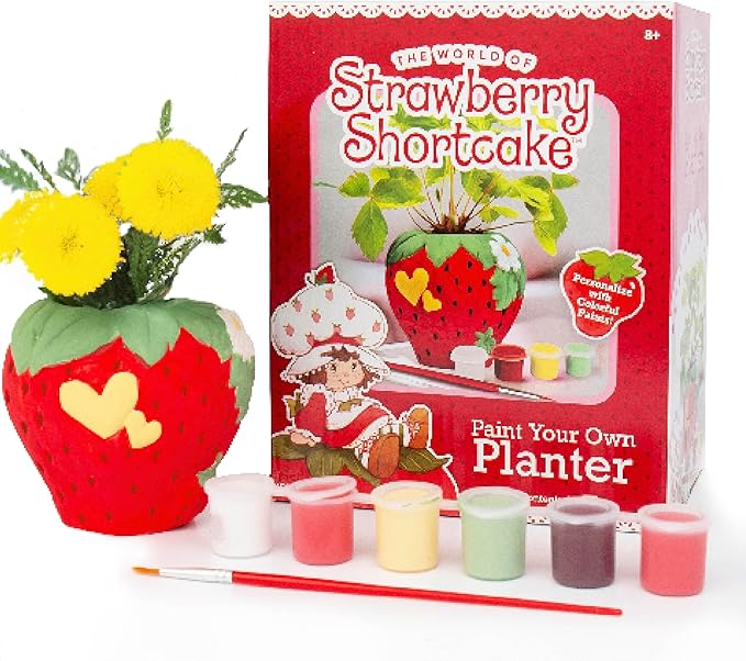 Horizon Group USA Paint Your Own Figurine Kit, DIY Art Project for Kids, Strawberry Shortcake Planter