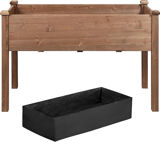 Topeakmart Wooden Garden Planter Boxes 48 X 23 X 30in Elevated Raised Garden Bed Outdoor with Legs Wooden Gardening Box for Flower/Vegetable/Herb/Tomato/Backyard/Patio, 1pc