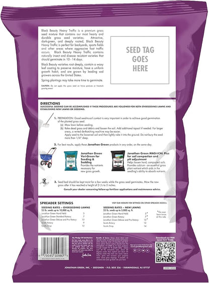 Jonathan Green (10980) Black Beauty Heavy Traffic Grass Seed - Cool Season Lawn Seed (25 lb)