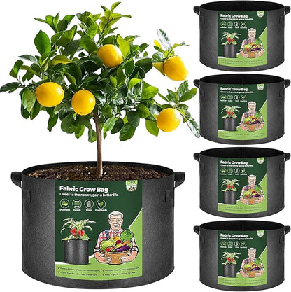 T4U 20 Gallon Grow Bags, Upgrade Fabric Grow Bags with Handles, Thickened Garden Plant Pots for Planting Vegetables, Tomato Planter, Smart Pots for Plants (10 Pack 10 Gal)