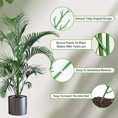 7 Pack Monstera Plant Support - 24.4" Plant Support Stakes for Indoor Plants Sticks Support Tall Indoor Plant Stakes with Twist Ties Stackable Plant Stem Support for Monstera Plants