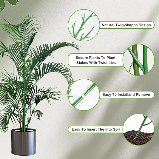 7 Pack Monstera Plant Support - 24.4" Plant Support Stakes for Indoor Plants Sticks Support Tall Indoor Plant Stakes with Twist Ties Stackable Plant Stem Support for Monstera Plants
