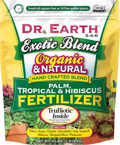 Dr. Earth Exotic Blend Organic Palm, Tropical & Hibiscus Fertilizer 4lb 5-4-6