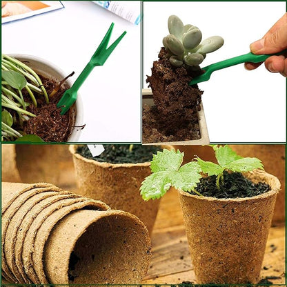 Woohome 202 PCS Peat Pots and Peat Pellet Fiber Soil Plant with Plant Label, Round Peat Pots and 30MM Peat Soil Pellets, Plastic Plant Tags and Loose Soil Tool for Home Plant Starters