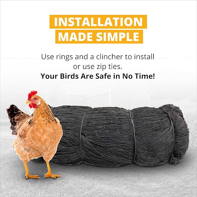 Stromberg’s 2” Mesh Heavy Duty Knotted Aviary Netting, UV Resistant Polyethylene Fiber for Birds, Pheasants & Poultry, 85 Lbs Break Strength Durable Against Weather and Predators, Size 100' x 100'