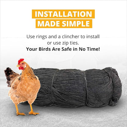 Stromberg’s 2” Mesh Heavy Duty Knotted Aviary Netting, UV Resistant Polyethylene Fiber for Game Birds, Pheasants & Poultry, 85 Lbs Break Strength Durable Against Weather and Predators, Size 50' x 100'