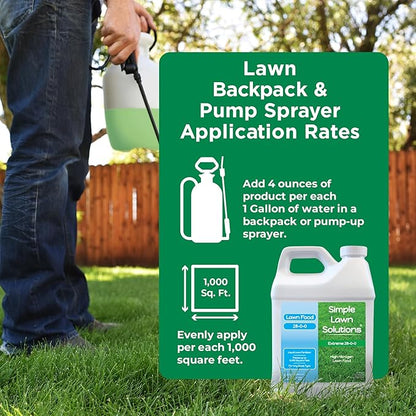 Maximum Green & Growth Fertilizer High Nitrogen 28-0-0 Lawn Food Liquid Fertilizer- Spring & Summer- Any Grass Type- Simple Lawn Solutions - Concentrated Quick & Slow Release Formula (64 Ounce)