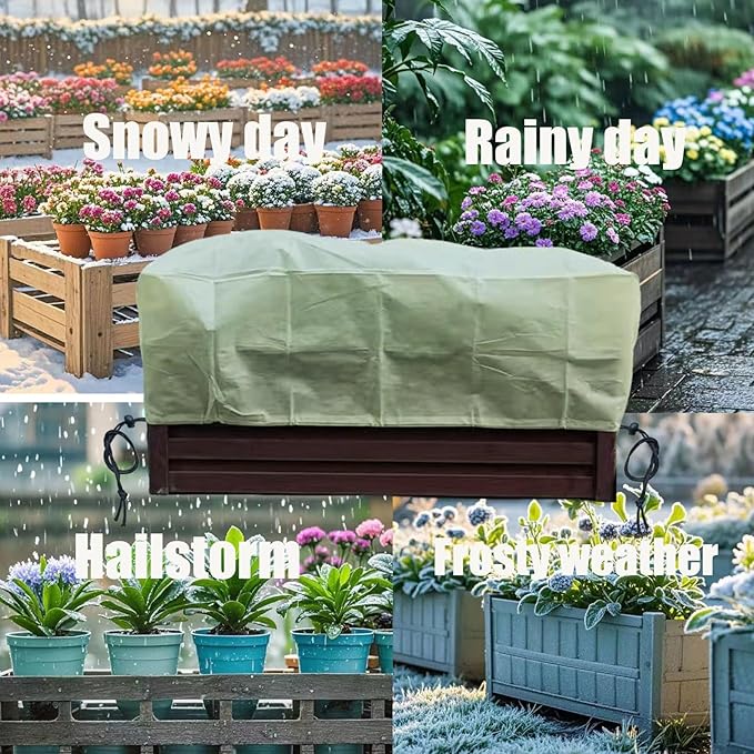 EJW Planter Cover, Plant Covers Freeze Protection,2 Pack 39.5"*17.7"x15.7" Planter Covers for Winter, Frost Cloths for Outdoor Plants, Raised Bed Covers for Winter.