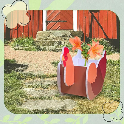 Hen Planter, Cute Animal Shape Flower Planters, Plant Pots for Indoor/Outdoor Garden Decor, Unique Gifts/Souvenirs for Pet Lovers (Hen 2D)