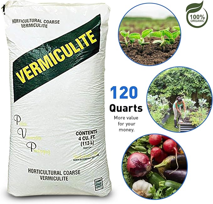 PVP Industries Horticultural Coarse Vermiculite, Natural and Odorless Mix - Professional Use for Gardening, Packaging, and Industrial, 4 Cubic Feet