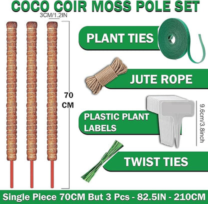 3 Pack 28 Inch Moss Pole, Stackable Moss Poles for Climbing Plants Monstera, Tall Plant Sticks Accessories, Large Coir Monstera Plant Support Stakes for Potted Plants Indoor, Pothos