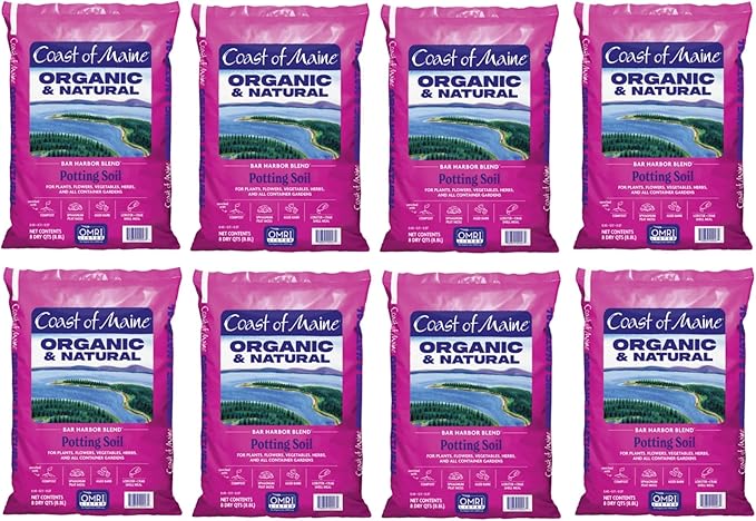 Coast of Maine Bar Harbor Blend, 8qt (Pack of 8) Organic and Natural Potting Soil for Houseplants, Flowers, Vegetables, Herbs and Containers