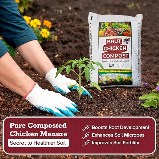 Brut Organic Chicken Compost 1 Cubic ft Nutrient Rich Fertilizer for Thriving Gardens Safe, Pure, and Effective Treatment (4 Pack)