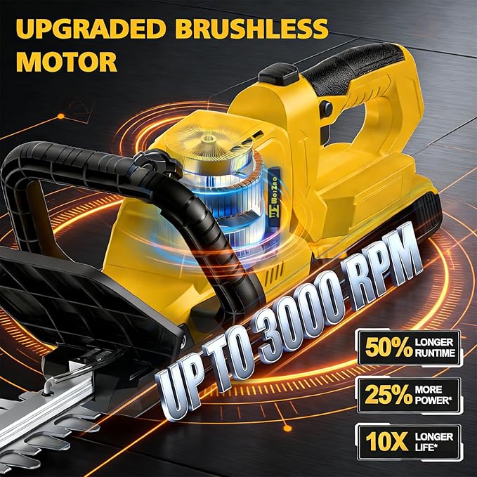 Cordless Hedge Trimmer Compatible with DEWALT 20V MAX Battery, 20-Inch Electric Hedge Trimmer 2000RPM 180° Rotatable Head, Brushless Bush Shrub Trimmer(Battery Not Included)