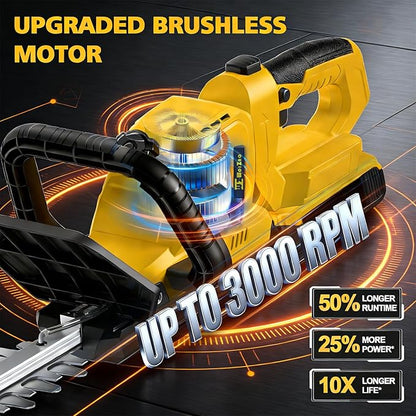 Cordless Hedge Trimmer Compatible with DEWALT 20V MAX Battery, 20-Inch Electric Hedge Trimmer 2000RPM 180° Rotatable Head, Brushless Bush Shrub Trimmer(Battery Not Included)