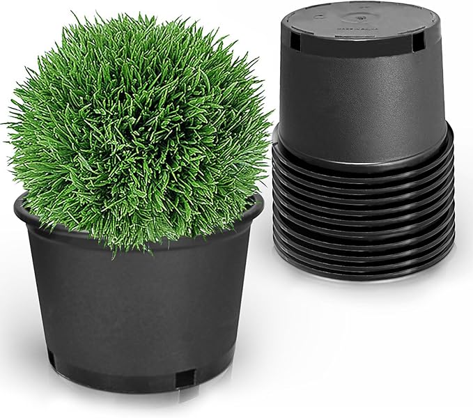 10-Pack 1.2 Gallon Round Planter Nursery Pots, Flower Plant Container Injection Molded Plastic Nursery Pots Gardening Pot for Indoor Outdoor Vegetables, Succulents, Black