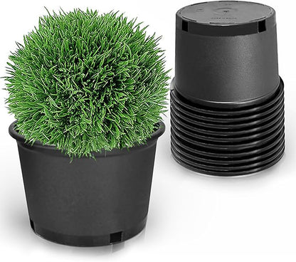 10-Pack 1.2 Gallon Round Planter Nursery Pots, Flower Plant Container Injection Molded Plastic Nursery Pots Gardening Pot for Indoor Outdoor Vegetables, Succulents, Black