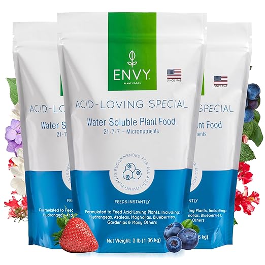 ENVY Plant Foods Acid-Loving Special | Water Soluble Fertilizer | Hydrangea, Azalea, & Berry Plant Food (3lb x3)