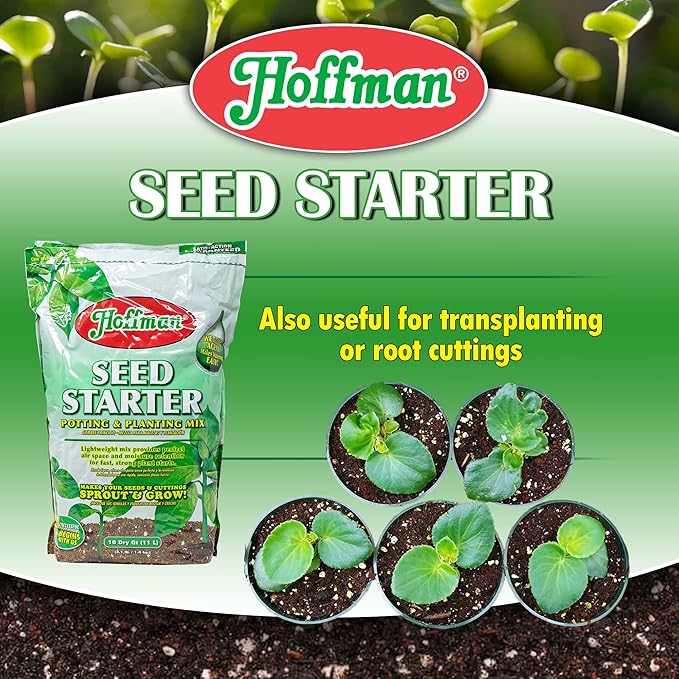 Hoffman Seed Starter Potting & Planting Mix with Wetting Agent for Moisture Retention, 10qt Bag, 3 Pack