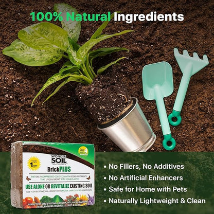 WONDER SOIL | (30 Quarts) The Only Ready to Plant Compressed Coco Coir Fully Loaded with Nutrients | 3-Pack Organic Coco Coir Brick | 3 Bricks Expands to 30 Quarts | Incl Worm Castings & Nutrients