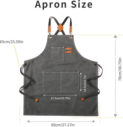 Tosewever 2 Pack Canvas Cross Back Chef Apron for Men Women with Pockets, Cotton Tool Aprons for Cooking Kitchen BBQ Artist