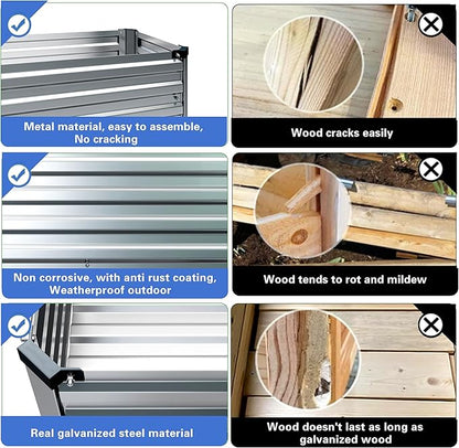 Galvanized Raised Garden Bed with Legs,48×18×30in Elevated Planter Box for Backyard,Outdoor Garden, Patio, Balcony, 300lb Capacity,Silver