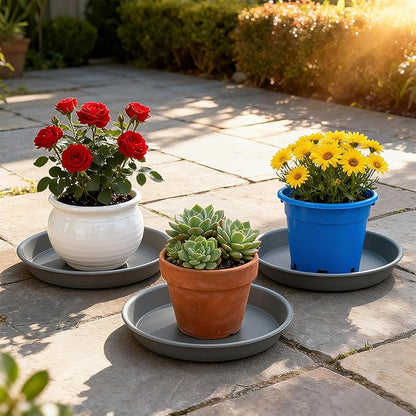 TITE Plant Saucer Heavy Large Planter Durable Thicker Plastic Plant Trays for Indoors and Outdoor,Plant Saucer Drip Trays (Grey, 14 inch)
