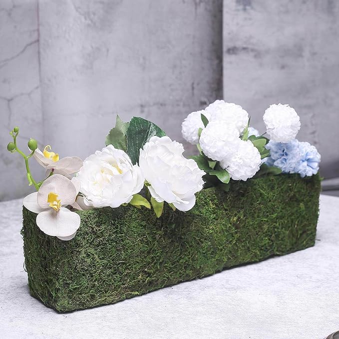 Efavormart 23.5" Rectangle Preserved Moss Planter Box Moss Covered Planters with Inner Lining