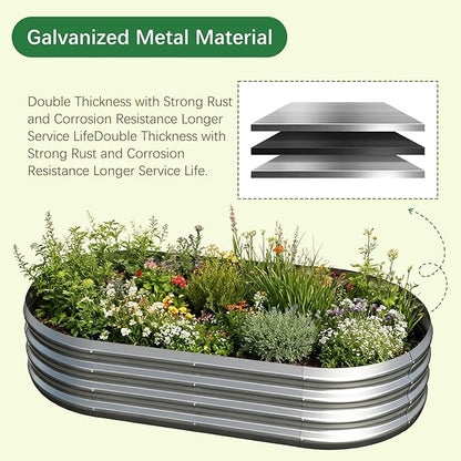 Galvanized Garden Bed kit for Vegetables/Herbs/Flowers (4X2X1)