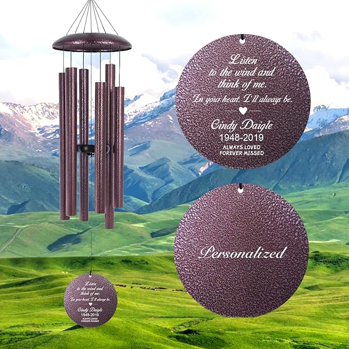 ASTARIN 36" Large Deep Tone Personalized Sympathy Wind Chimes, Memorial Wind Chime for Loss of Mother Father Loved One, Bereavement Gifts Decor Outdoor Patio Garden Graveyard, Produced in USA