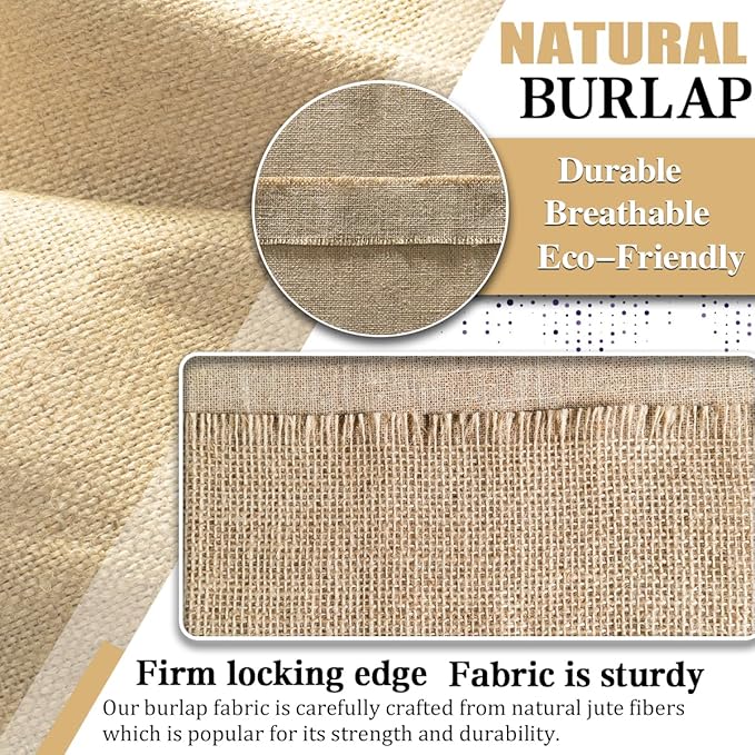 Burlap Fabric Roll, 40" x 15 Feet Burlap Garden Fabric Natural Jute for Decorations, Crafts, Weddings, Table Runner, Landscaping, Plants & Tree Covering
