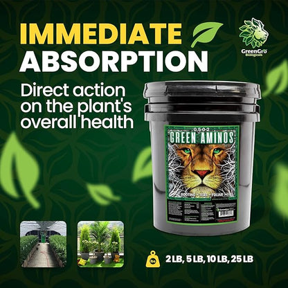 GreenGro Green Aminos, Rooting Stimulator Blend with Amino Acids and Nutrients for Potting Mix, Soils, Cuttings, and Hydroponic Gardens, Organic Plant Food for Indoor and Outdoor Plants, 2lb Pouch