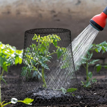 Geosar 20 Pcs 9 inch Chicken Wire Cloche Plant Protector Cover Metal Garden Cloche Dome for Plants Chicken Wire Protection Basket with Garden Stakes for Avoiding Rabbit Bird Small Animals Eat (Black)