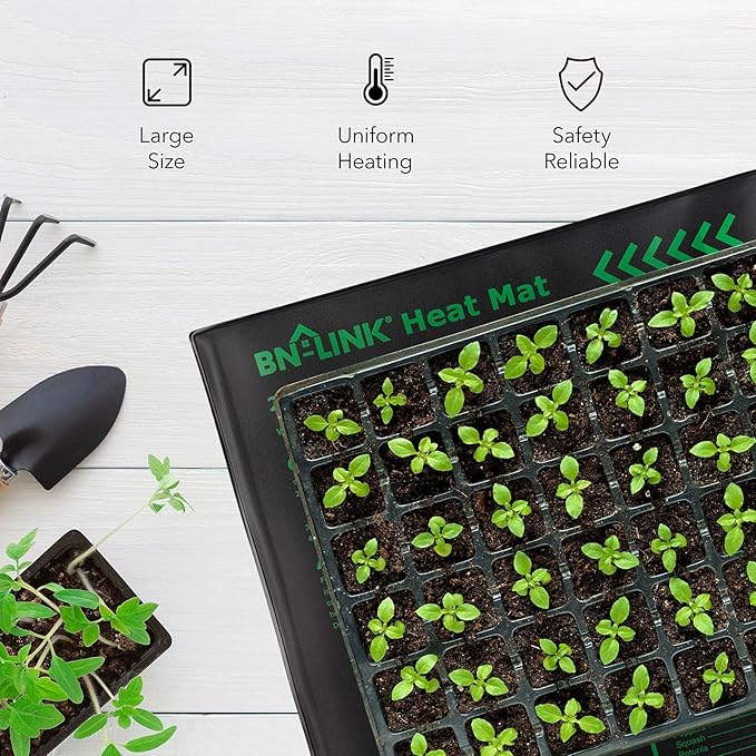 BN-LINK Seedling Heat Mat Warm Hydroponic Heating Pad Waterproof 20" x 20.75" for Seed Starting Greenhouse and Germination