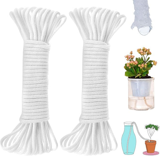 ORIMERC 200 feet 1/6 inch Self Watering Capillary Wick Cord Vacation Plant Sitter DIY Hydroponic Wicking Rope Seeds Start Planter Pot Automatic Potted Flower Passive Lazy Waterer String System Device