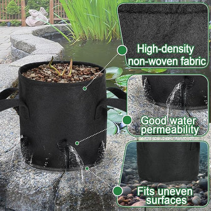 Aulock 8-Pack Lily Grow Bags for Pond - Durable Nonwoven Fabric Plant Pots with Handles, Aquatic Pond Planter for Aquatic Plants Water Lily, Black, (8''x 8''- 1.8 Gallons)