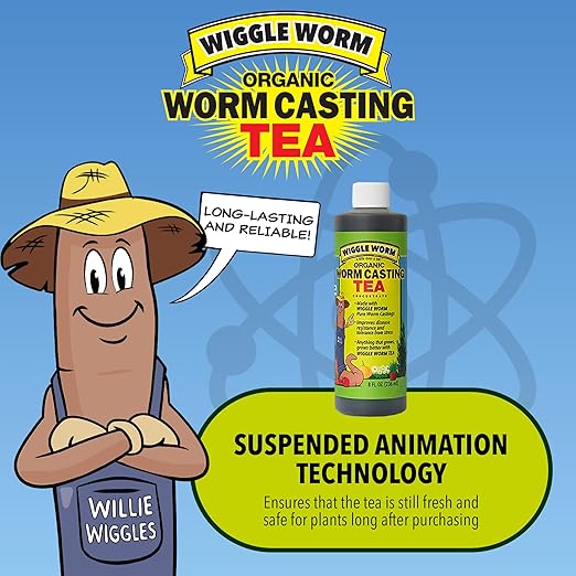 Pure Worm Castings Tea, 8 fl oz - Organic Liquid Fertilizer and Soil Amendment Concentrate for Indoor and Outdoor Plants