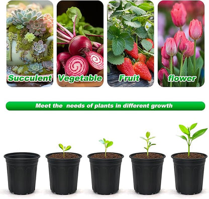 100-Pack 1 Gallon Nursery Pots, Thickened Pots for Plants with Drainage Holes, Large Plastic Flower Pots for Seedlings, Succulents, Transplanting, Come with 100pcs Plant Labels