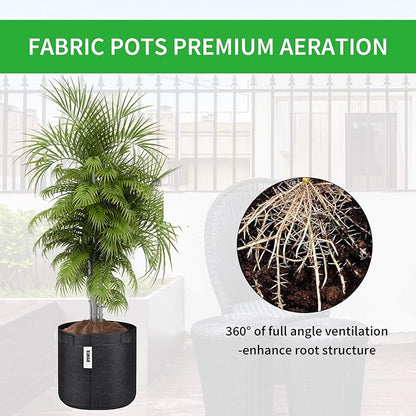 iPower 5-Pack 3-Gallon Grow Bags Fabric Pots Non-Woven Plant Container with Handles Self-Adhesion Sides for Easy Transplanting Tomato, Vegetable, Flower, 3 Gallon, in Nursery Garden